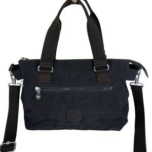 KIPLING Pilar Large Black Tonal Nylon Shoulder Bag Satchel Crossbody Bag